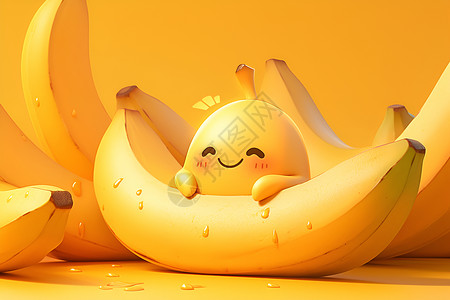 卡通的香蕉和吉祥物背景图片
