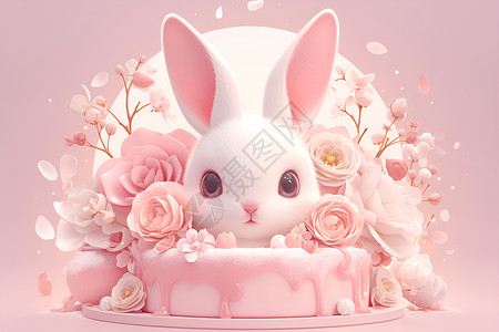 粉色兔子蛋糕高清图片