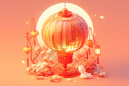 中式灯具传统中式灯笼插画