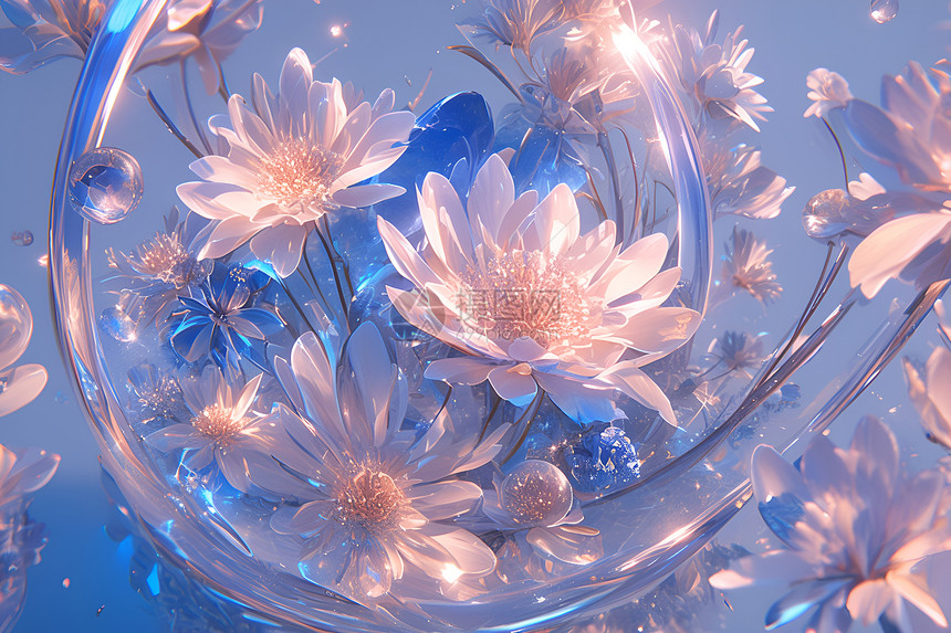 美丽的水晶花朵图片