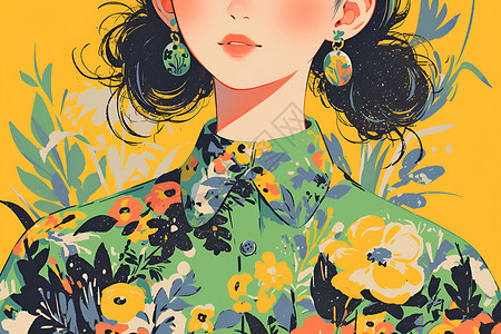 鲜花与色彩的少女背景图片