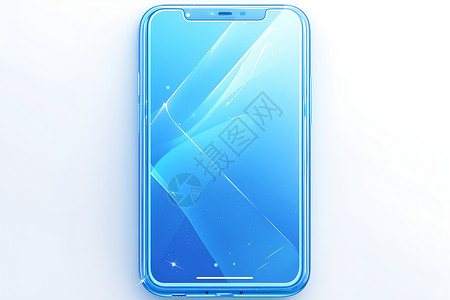 蓝色简约颜料效果元素透明玻璃手机插画