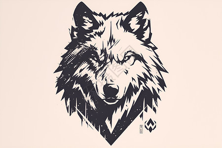 设计的狼头插画背景图片