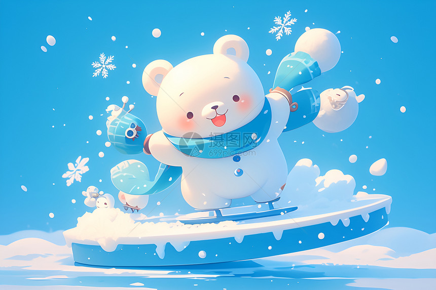 雪地中的可爱熊熊图片