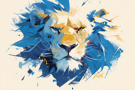 绘画的狮头插画背景图片
