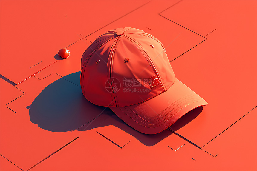 红色的简约棒球帽图片