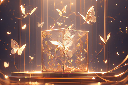 金色梦境蝴蝶背景图片