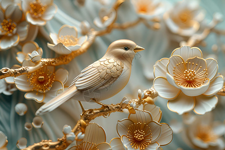枯树枝上的小鸟挂坠上的剪纸鸟设计图片