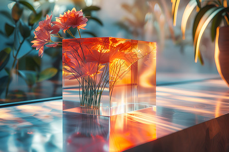 透明花瓶魔幻的光线花瓶设计图片