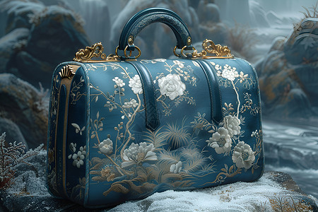 蓝色手提包背景图片