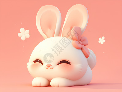 兔子耳朵素材兔子耳朵上的花朵插画