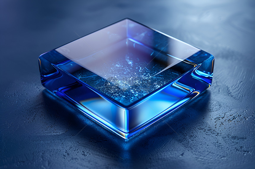 蓝色水晶立方体图片