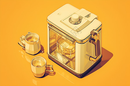 咖啡制作早餐制作机插画