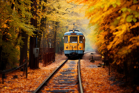铁路公园森林中的火车背景