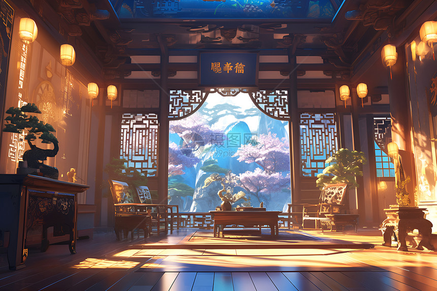 中国传统室内风景图片