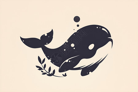 秒杀标志黑白鲸鱼标志插画