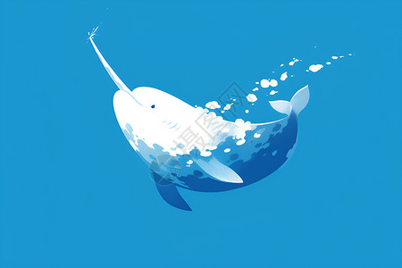 海洋中的独角鲸高清图片