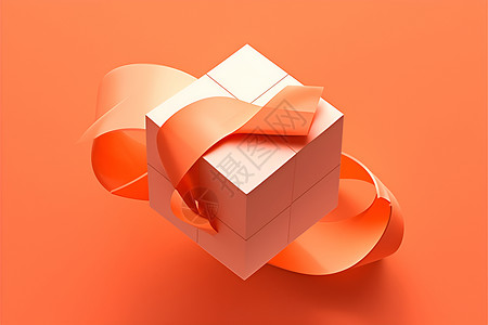 橙色的立方体背景图片