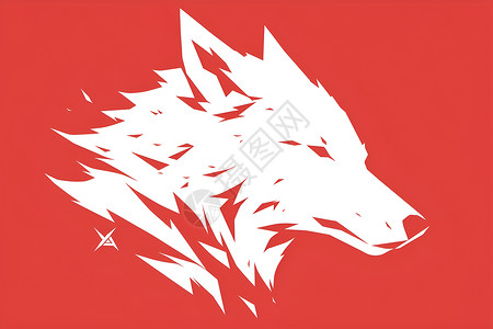 动物标志绘画的狼头艺术标志插画