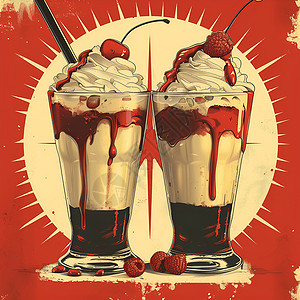 怀旧美式冰淇淋海报背景图片