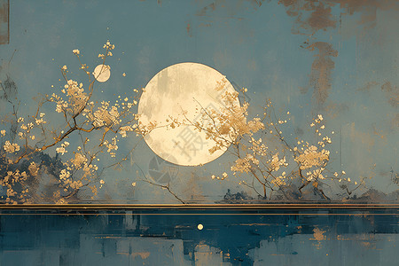 月色下尽情绽放的花背景图片