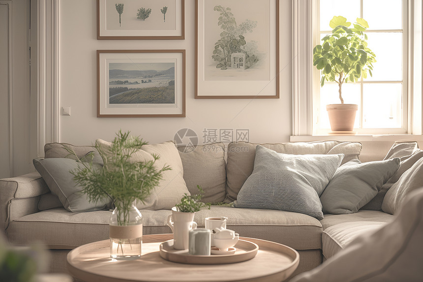 现代北欧家居中精致舒适客厅图片