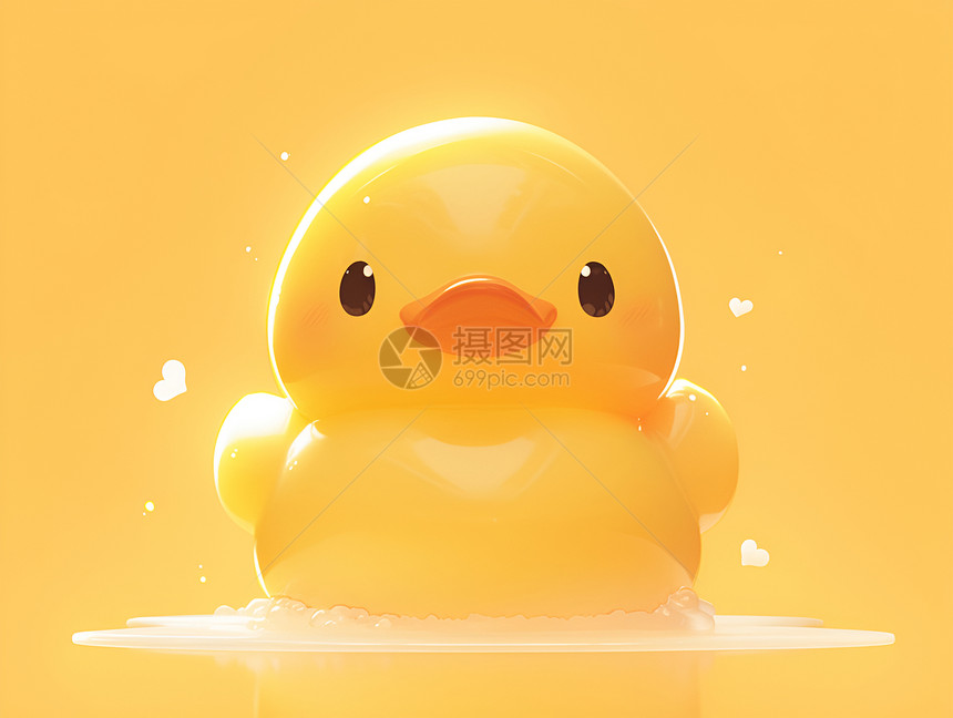 游泳的黄色小鸭图片