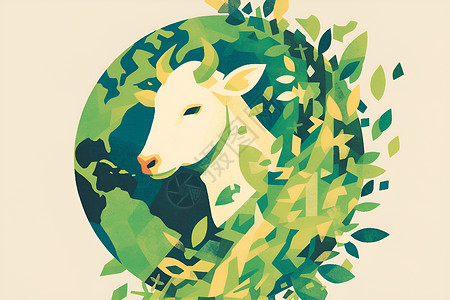 牛矢量生态艺术海报插画