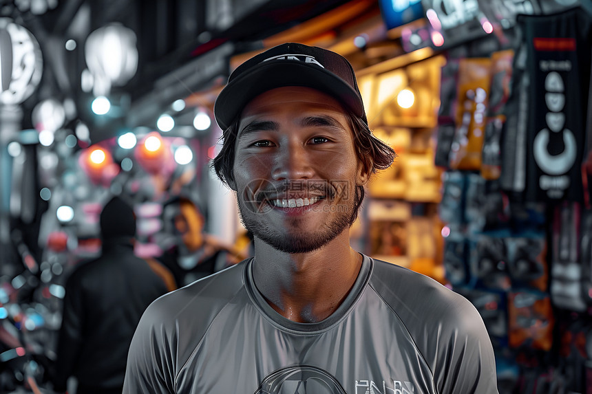 街道上微笑的男性图片