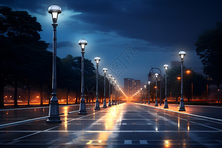 城市街道中的路灯背景图片