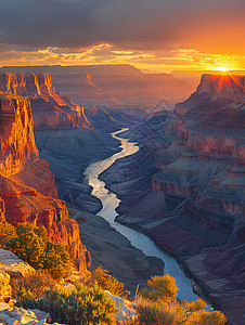壮丽的日落大峡谷背景图片