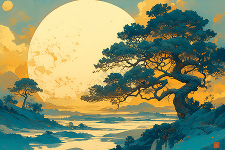 夜幕下的江山美景高清图片