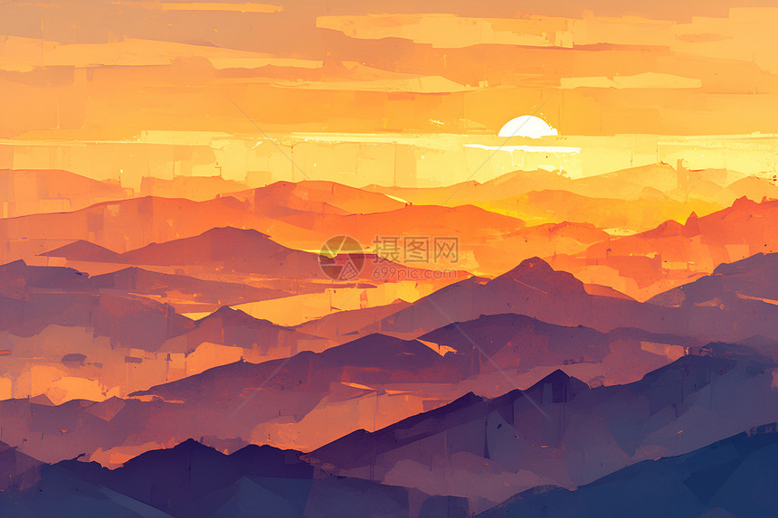 宁静山脉的日出图片