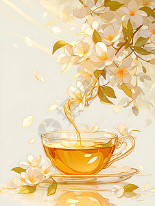 杯子中的茉莉花茶背景图片