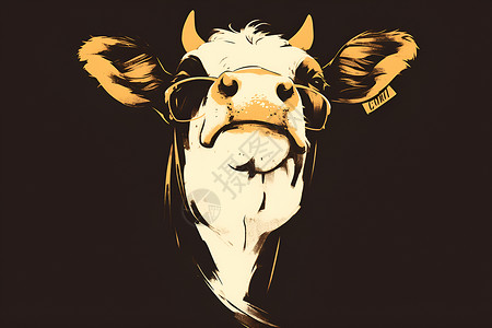 卡通牛头可爱的牛头插画