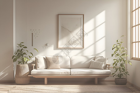 白薇植物清新简约的白沙发背景