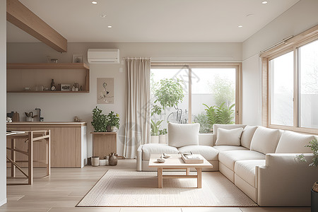 现代典雅明亮的客厅高清图片