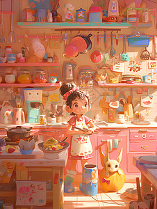 女孩烹饪背景图片