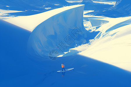 北极海参雪山风景插画