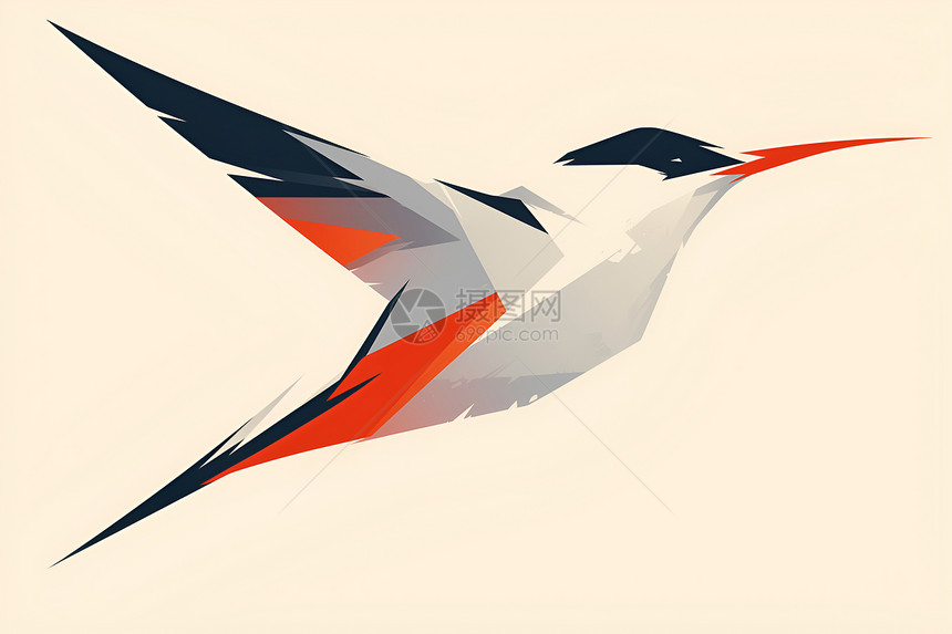 北极燕鸥的简约标志设计图片