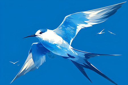 蓝鸥蓝天下飞翔的燕子插画