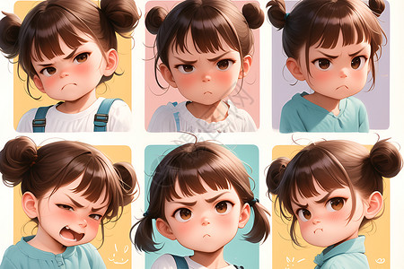 萌妹子表情系列背景图片