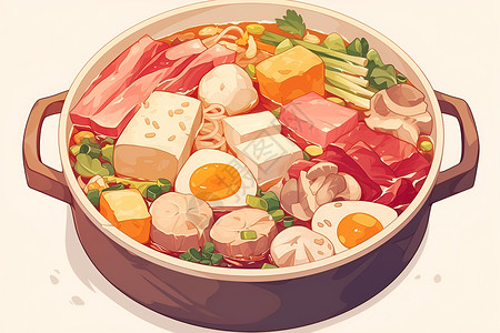 汤锅料美食汤锅插画