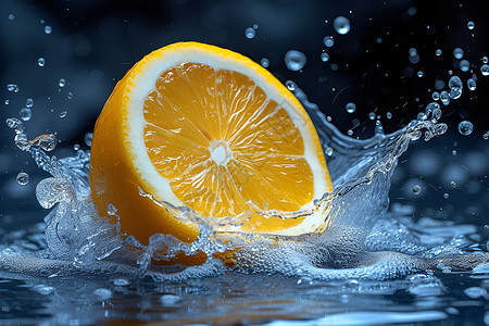 飞溅的果汁水花飞溅的橙子背景
