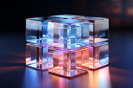 玻璃立方体的光影时空背景图片