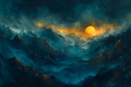午夜蓝与辉煌金的风格中的大峡谷背景图片