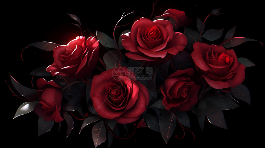 浪漫的深红玫瑰图片