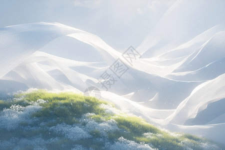 坡上草原草原上飘浮的白纱设计图片