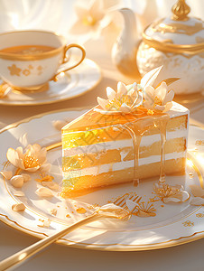 甜蜜的蜂蜜蛋糕背景图片