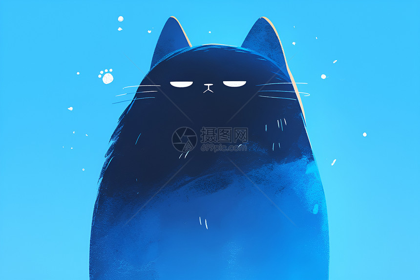 蓝色背景下的猫咪图片
